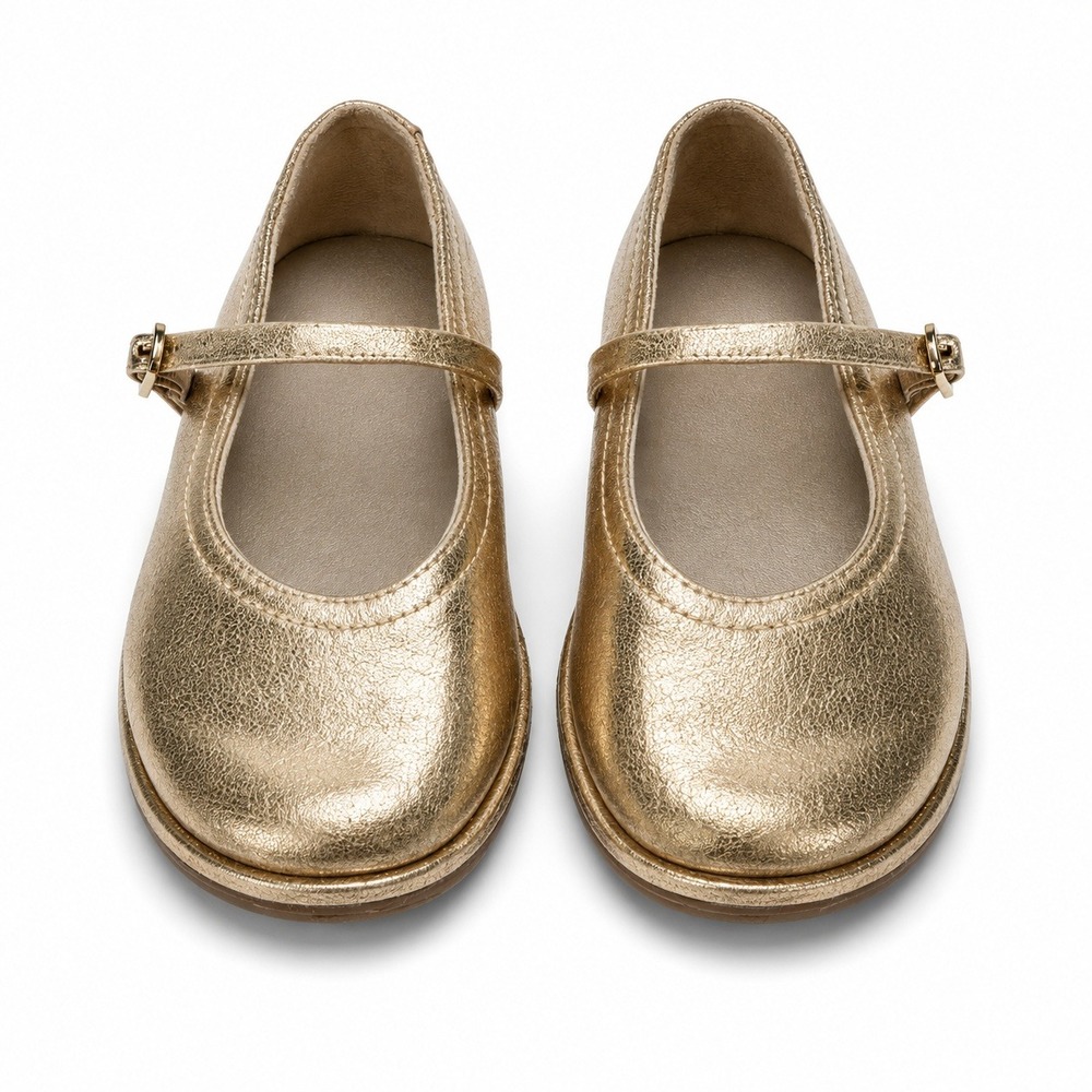 Zara 24 Toddler 8 Mary Jane Shoes Gold Metallic Faux Leather Buckle Strap Party